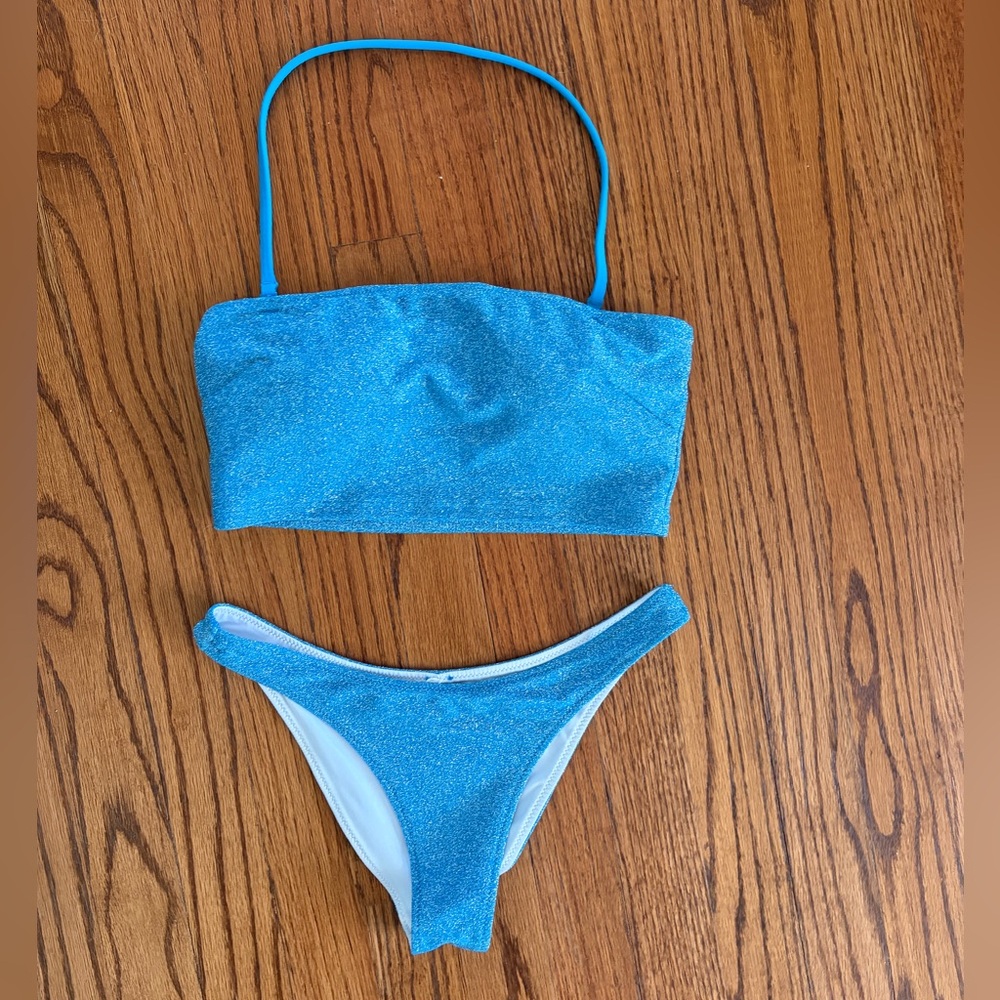 Victoria’s Secret Blue Sparkle Bandeau Two-Piece Swim Set - Size XS
